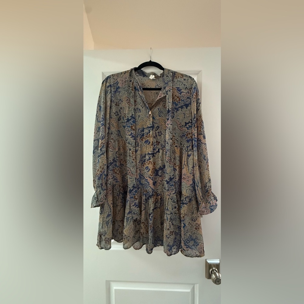 Elan Blue and Beige Abstract Women's Dress